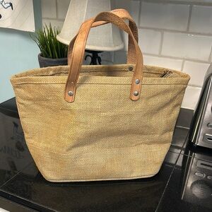 Murval Tan Tote Bag with Leather Handles